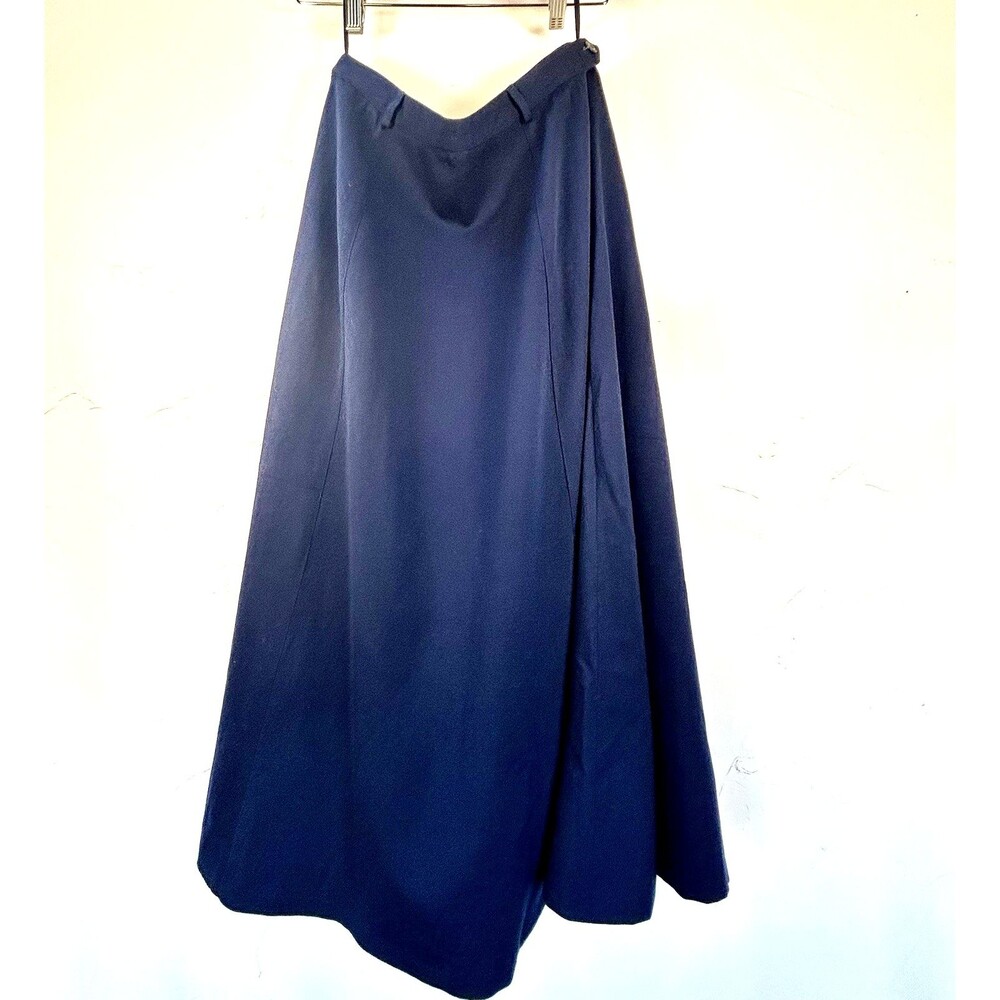 Vintage Lands End Wool Navy Blue 90s Skirt Midi Maxi Lagenlook Minimalist USA 12